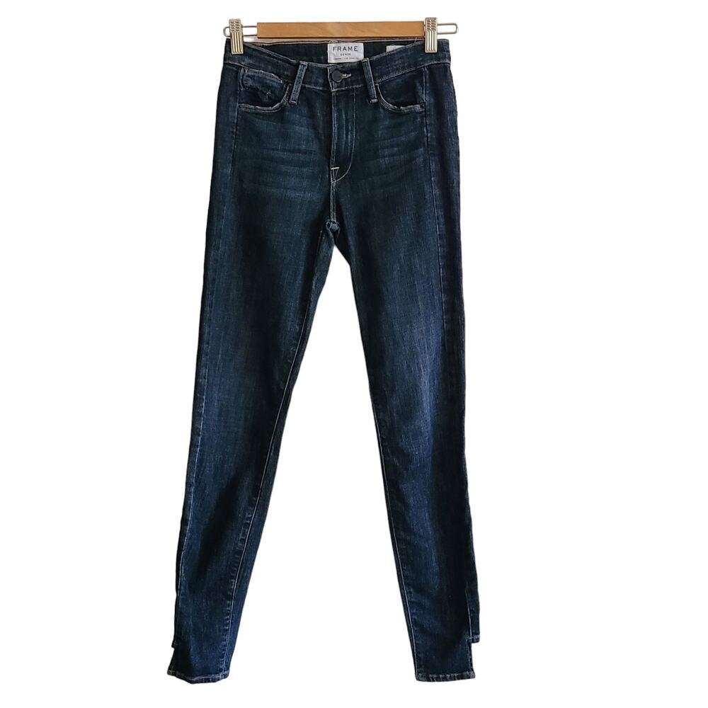 FRAME Le High Skinny Side Step Ankle Crop Jeans LHSKSS133 Harway Women's 24 - Picture 2 of 12